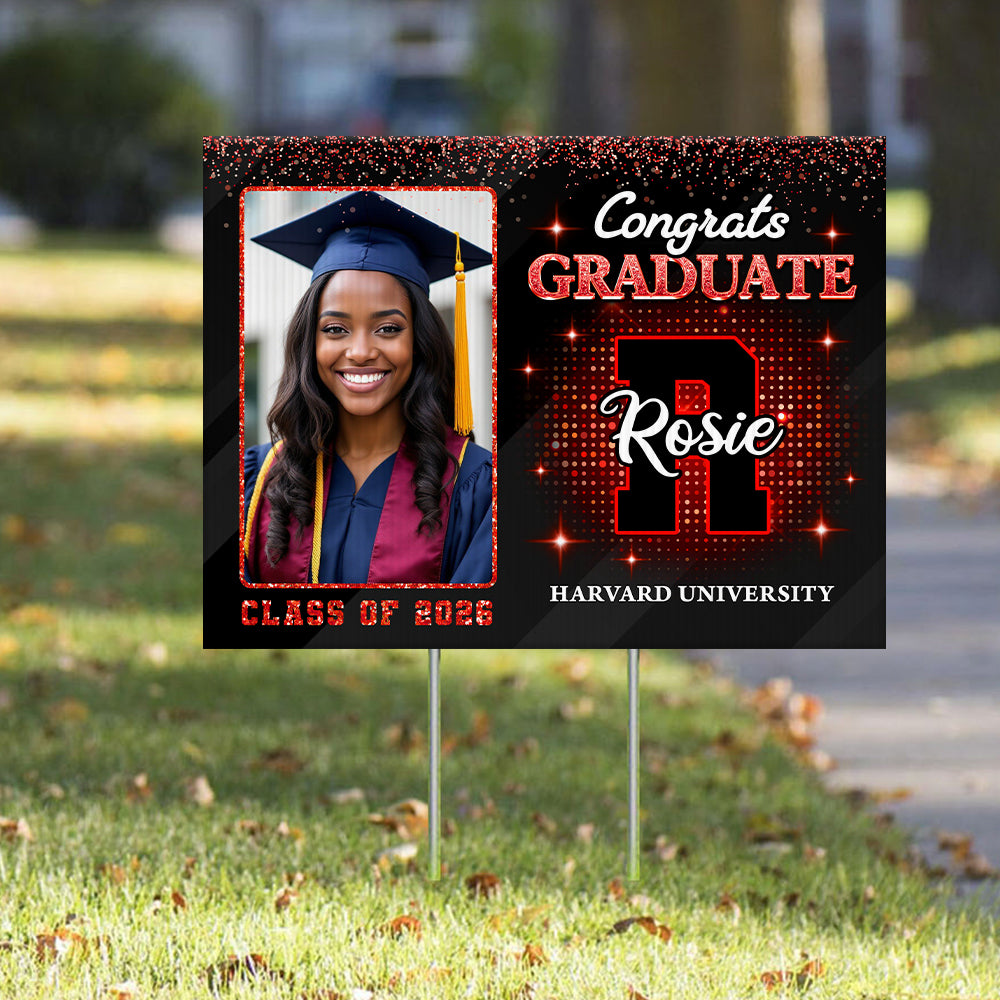 Graduate 2026 Lawn Sign, Graduation Gift - Personalized Graduation Yarn Sign With Stake