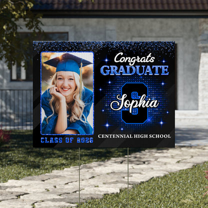 Graduate 2026 Lawn Sign, Graduation Gift - Personalized Graduation Yarn Sign With Stake