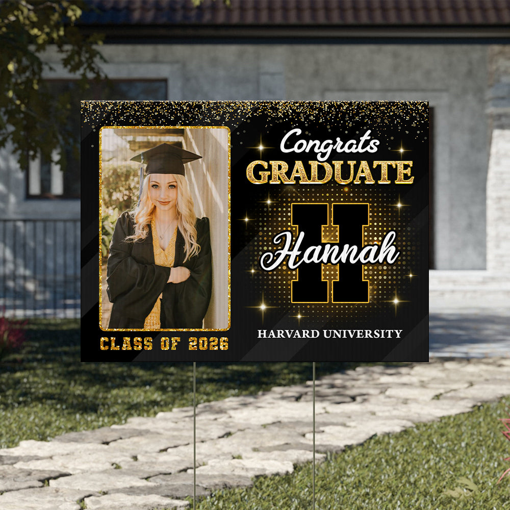 Graduate 2026 Lawn Sign, Graduation Gift - Personalized Graduation Yarn Sign With Stake