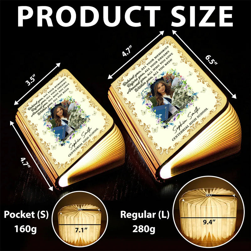 Graduation Class Of 2026 Flowers - Personalized Book Lamp - Book Lovers