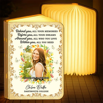 Graduation Class Of 2026 Flowers - Personalized Book Lamp - Book Lovers
