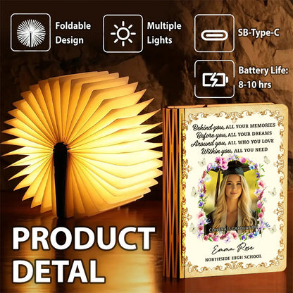 Graduation Class Of 2026 Flowers - Personalized Book Lamp - Book Lovers