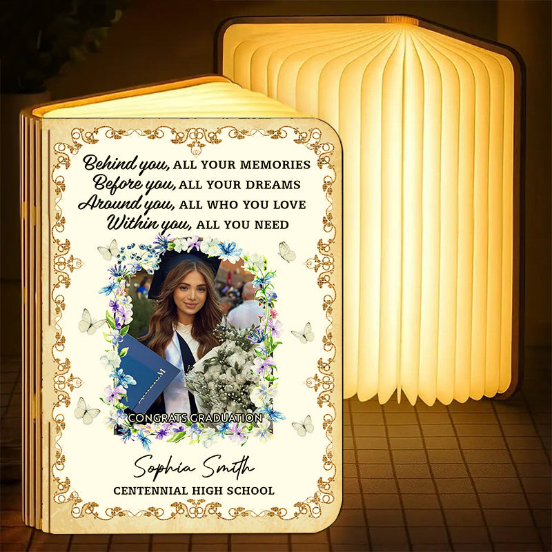 Graduation Class Of 2026 Flowers - Personalized Book Lamp - Book Lovers