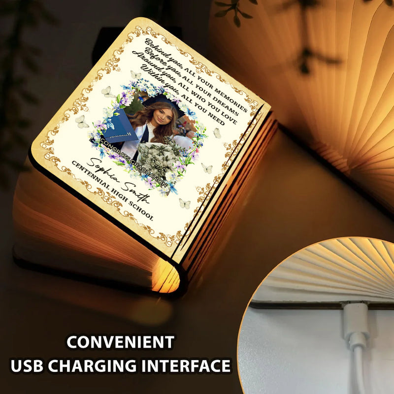 Graduation Class Of 2026 Flowers - Personalized Book Lamp - Book Lovers