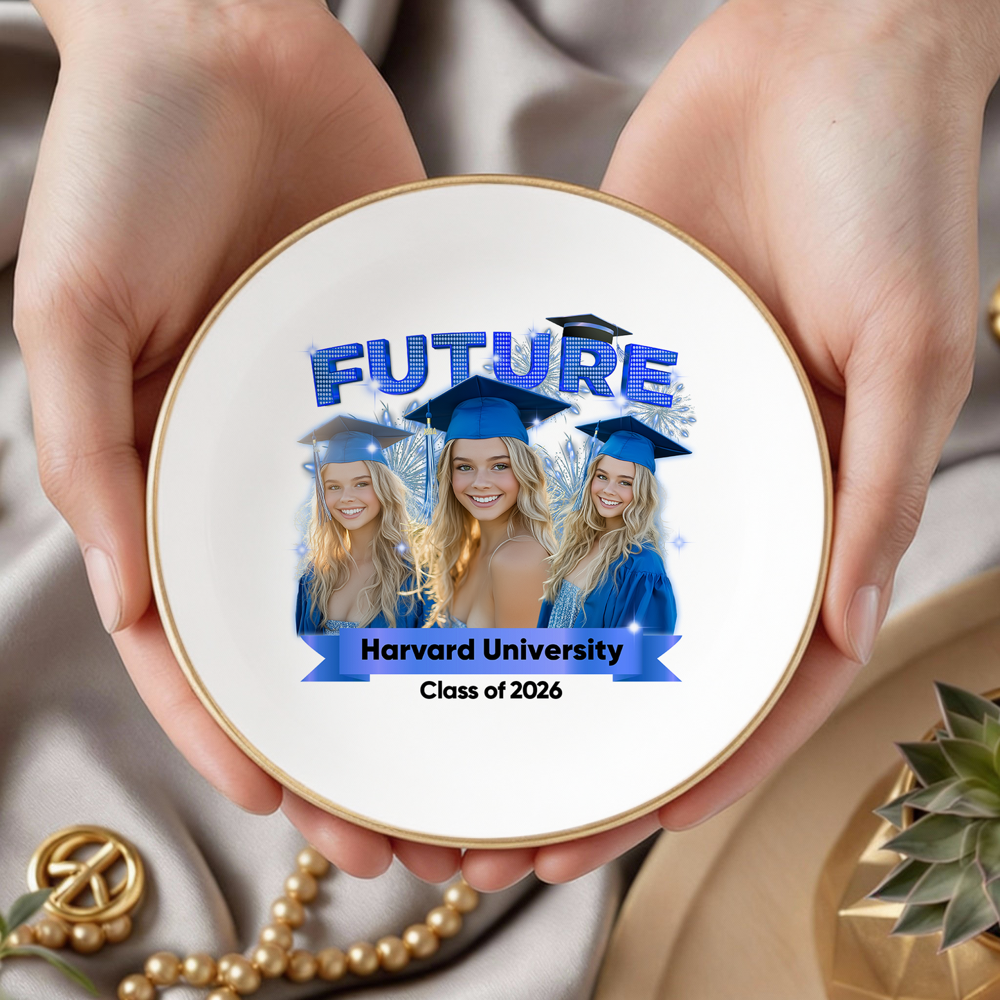Graduation custom photo ring dish: Personalized gift for graduates.