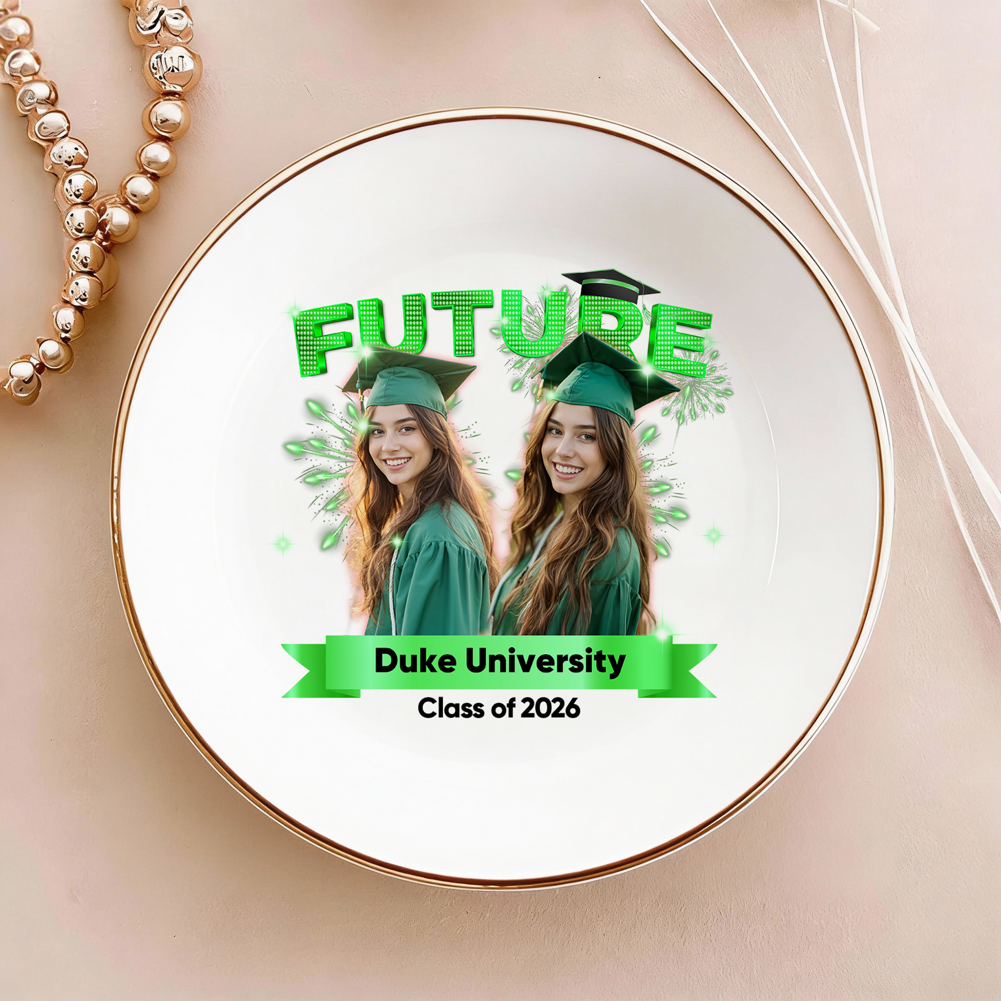Graduation custom photo ring dish: Personalized gift for graduates.