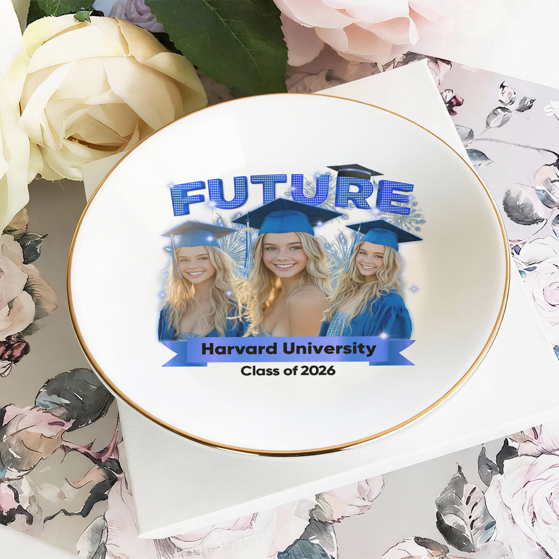 Graduation custom photo ring dish: Personalized gift for graduates.