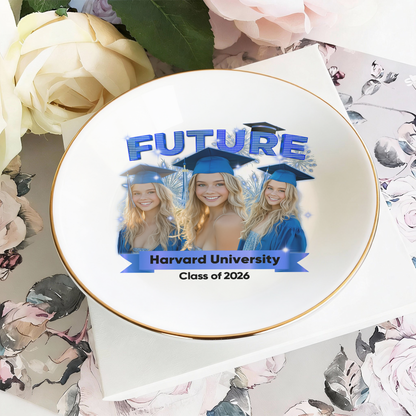 Graduation custom photo ring dish: Personalized gift for graduates.