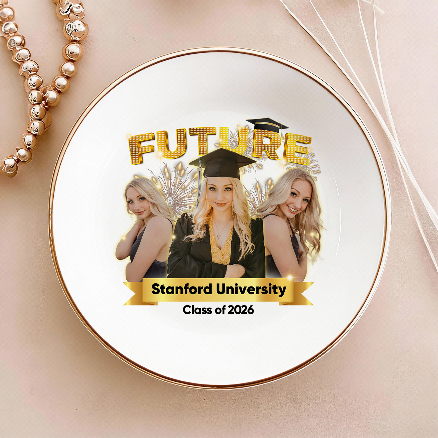 Graduation custom photo ring dish: Personalized gift for graduates.