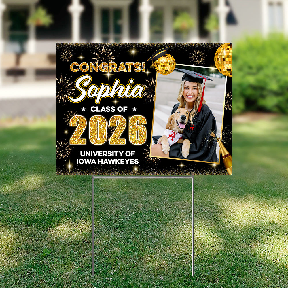 Graduation Decor 2026 Lawn Sign, Graduation Gift - Personalized Graduation Yarn Sign With Stake