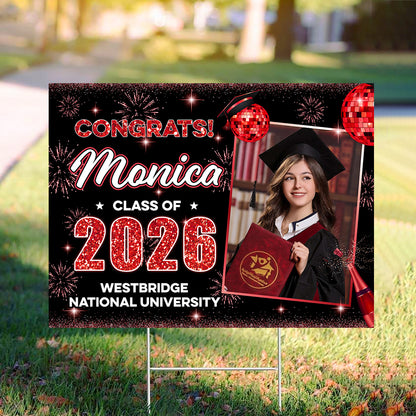 Graduation Decor 2026 Lawn Sign, Graduation Gift - Personalized Graduation Yarn Sign With Stake