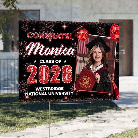 Graduation Decor 2026 Lawn Sign, Graduation Gift - Personalized Graduation Yarn Sign With Stake