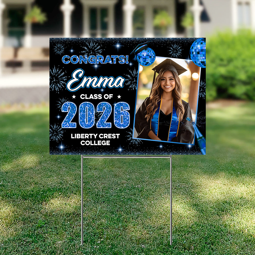 Graduation Decor 2026 Lawn Sign, Graduation Gift - Personalized Graduation Yarn Sign With Stake