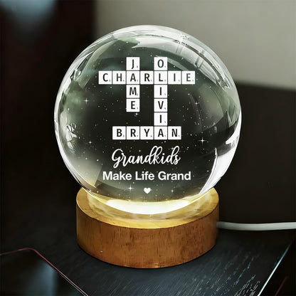 Grand Kids Make Life Grand - Personalized Crystal Globe Lamp