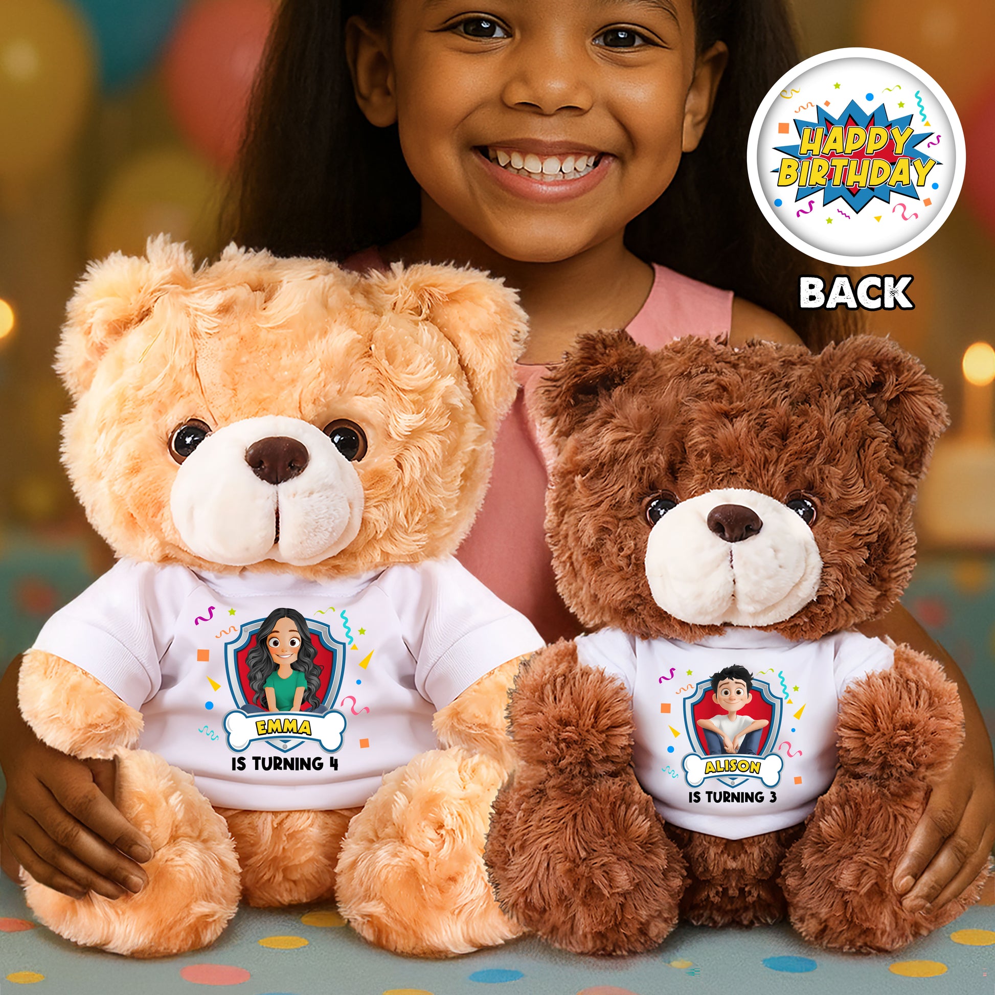 Personalized "Happy Birthday Turning to" Teddy Bear Plush - a custom, cuddly gift for a special birthday.