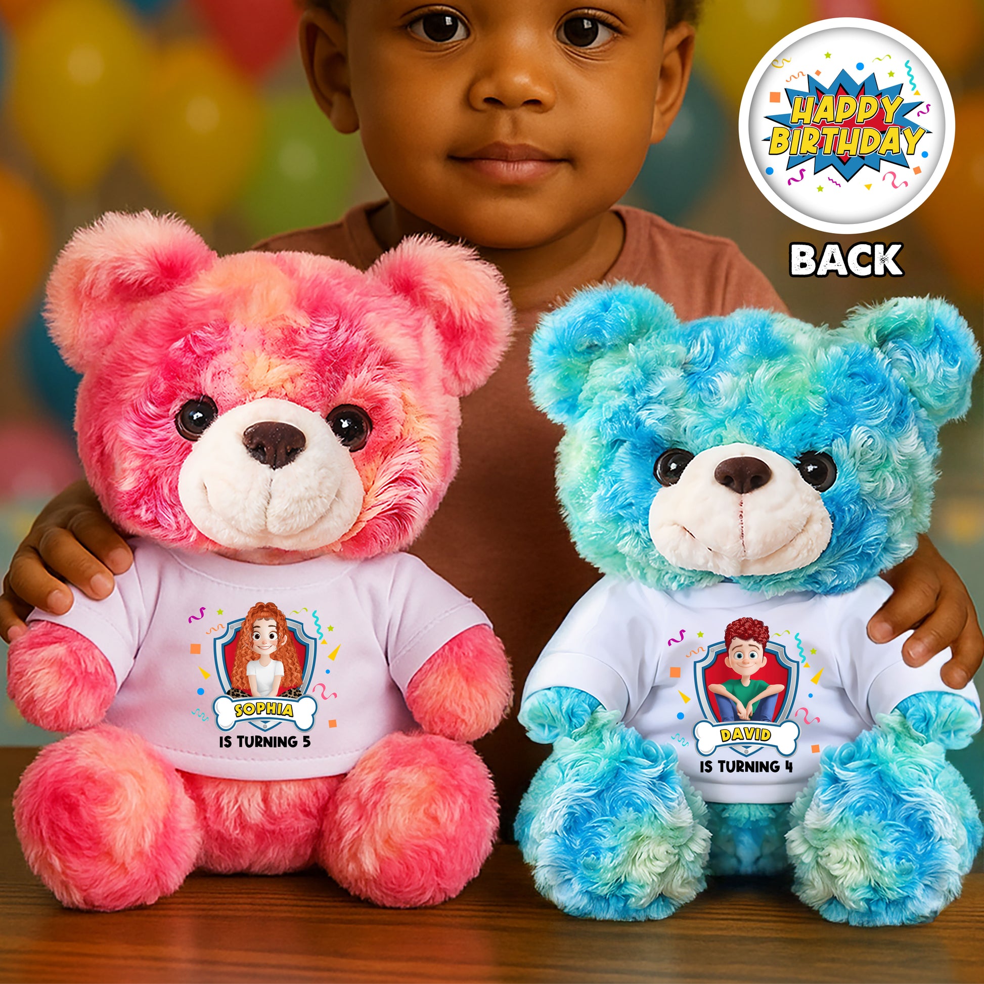 Personalized "Happy Birthday Turning to" Teddy Bear Plush - a custom, cuddly gift for a special birthday.