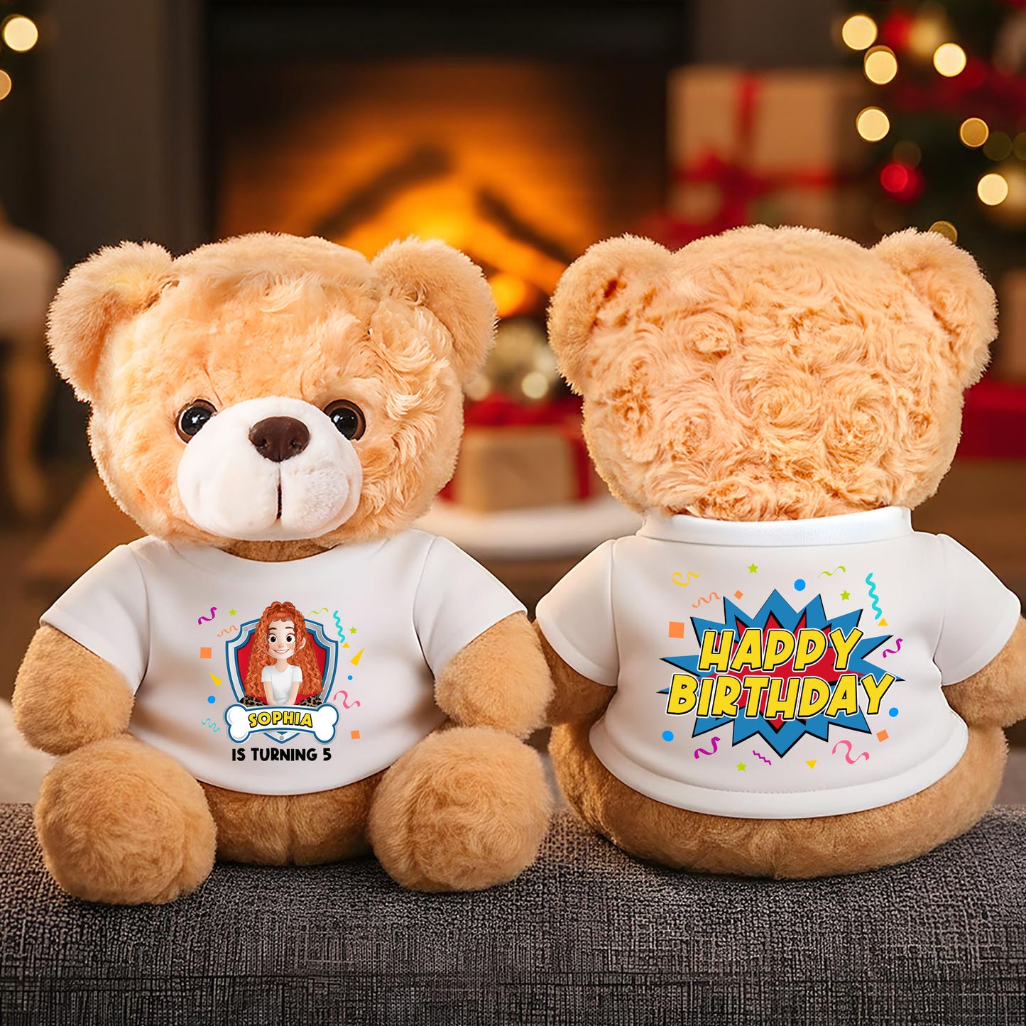 Personalized "Happy Birthday Turning to" Teddy Bear Plush - a custom, cuddly gift for a special birthday.