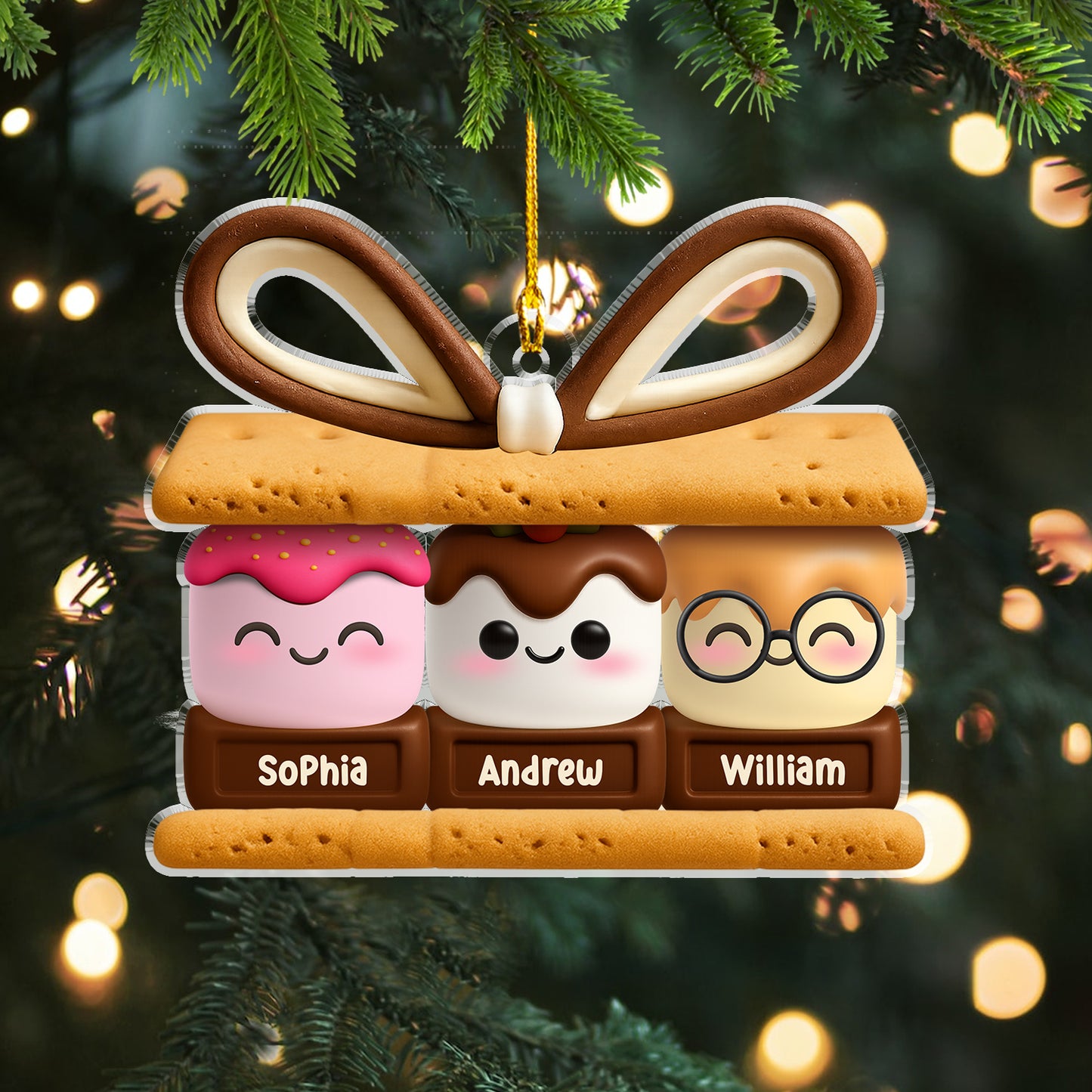 Happy Family Personalized Acrylic Ornament with custom family figures.