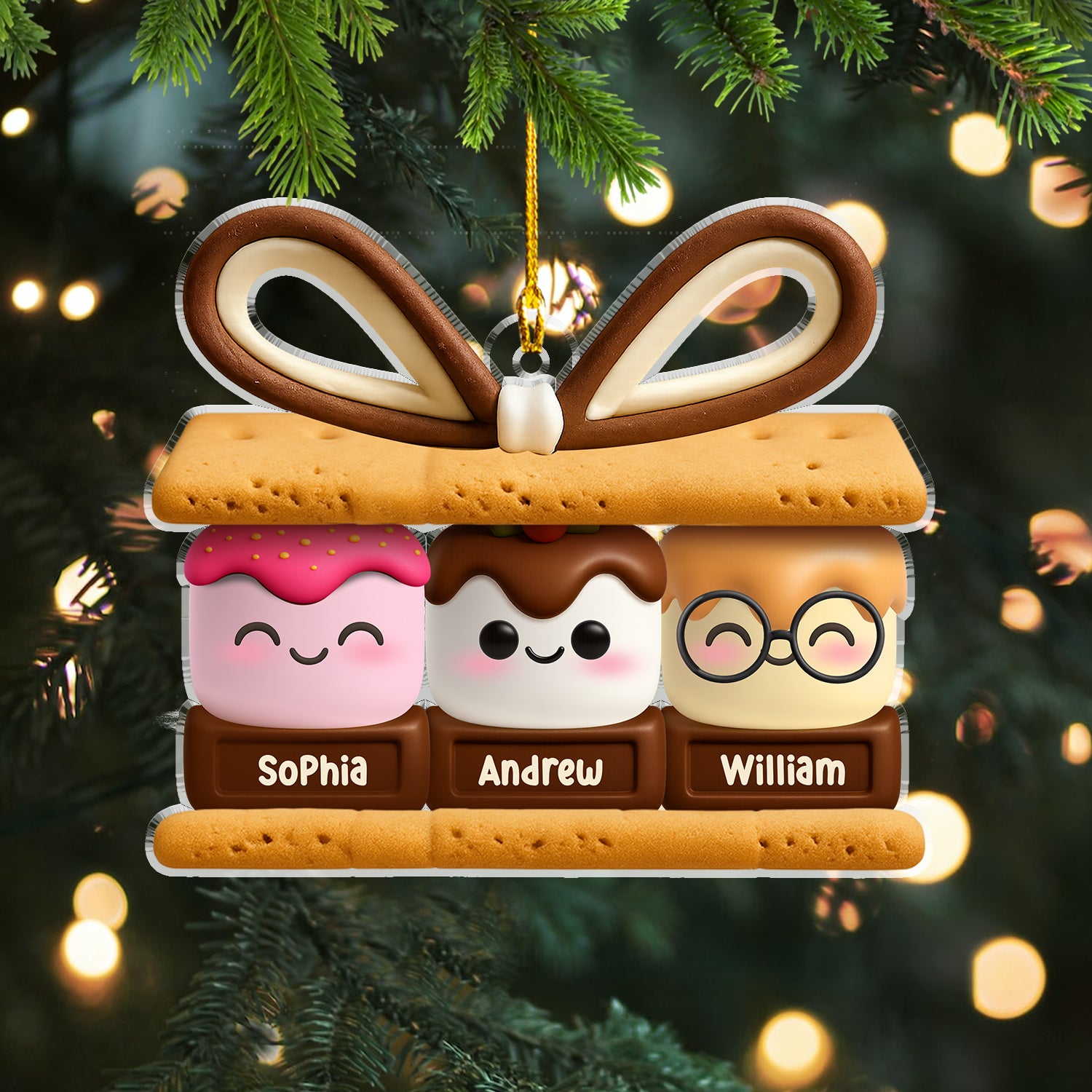 Happy Family Personalized Acrylic Ornament with custom family figures.