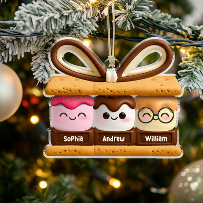 Happy Family Personalized Acrylic Ornament with custom family figures.