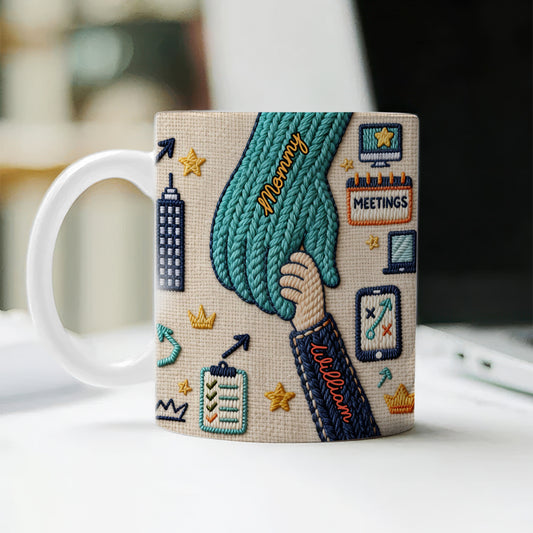Happy Mother's Day Hand Hold 3d Yarn Mug - Personalized Custom Coffee Mug - 3D Effect