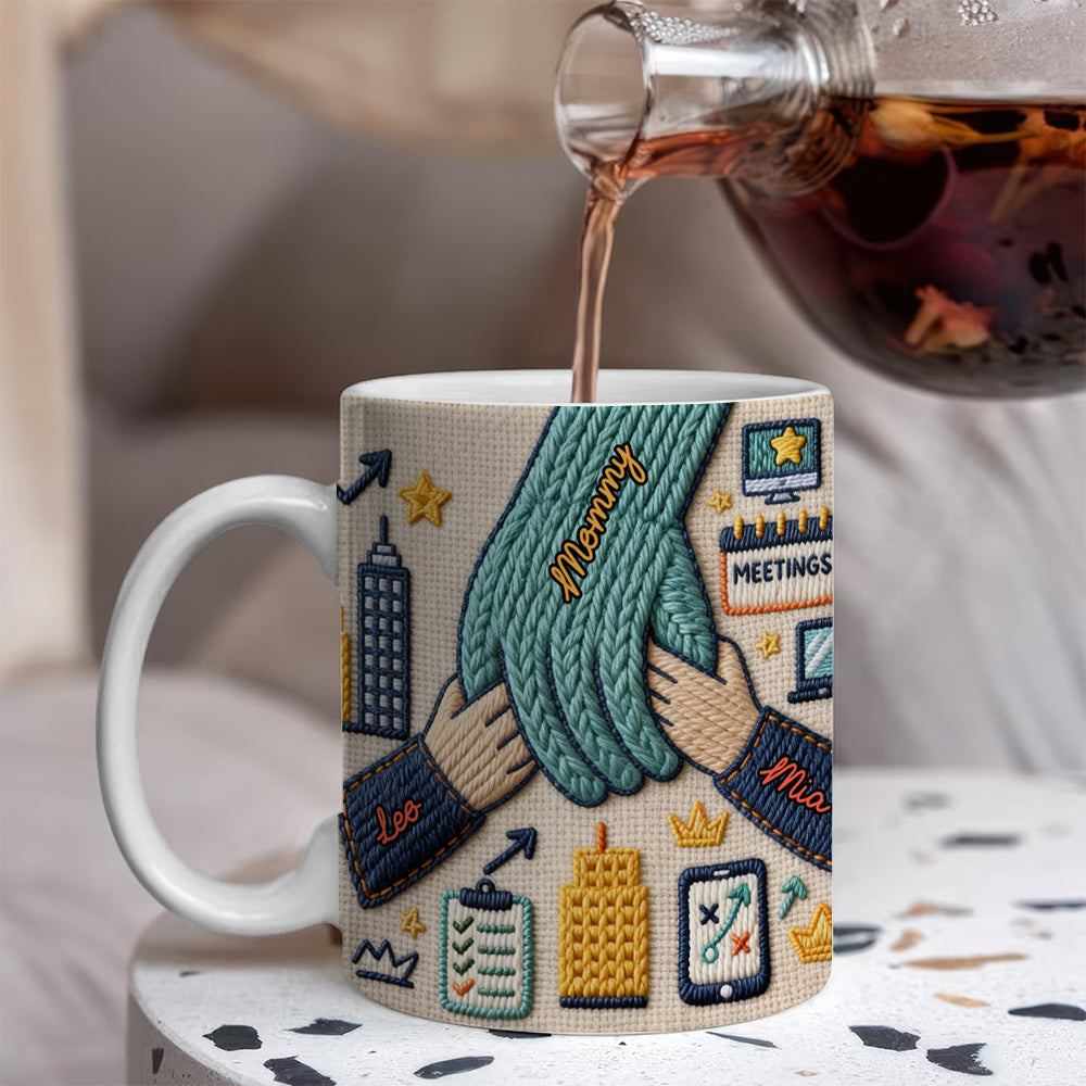 Happy Mother's Day Hand Hold 3d Yarn Mug - Personalized Custom Coffee Mug - 3D Effect