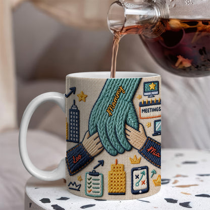 Happy Mother's Day Hand Hold 3d Yarn Mug - Personalized Custom Coffee Mug - 3D Effect