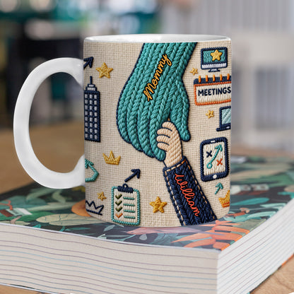 Happy Mother's Day Hand Hold 3d Yarn Mug - Personalized Custom Coffee Mug - 3D Effect