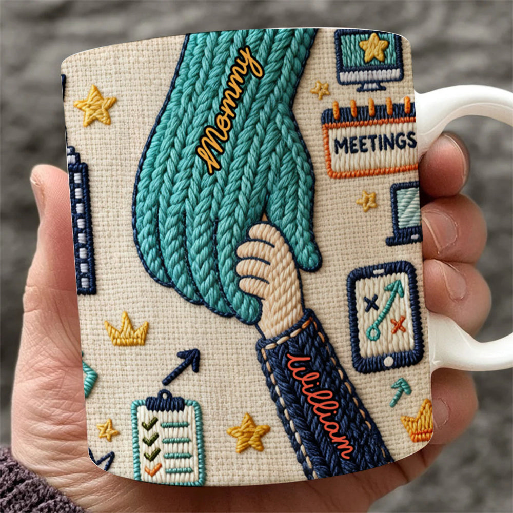 Happy Mother's Day Hand Hold 3d Yarn Mug - Personalized Custom Coffee Mug - 3D Effect