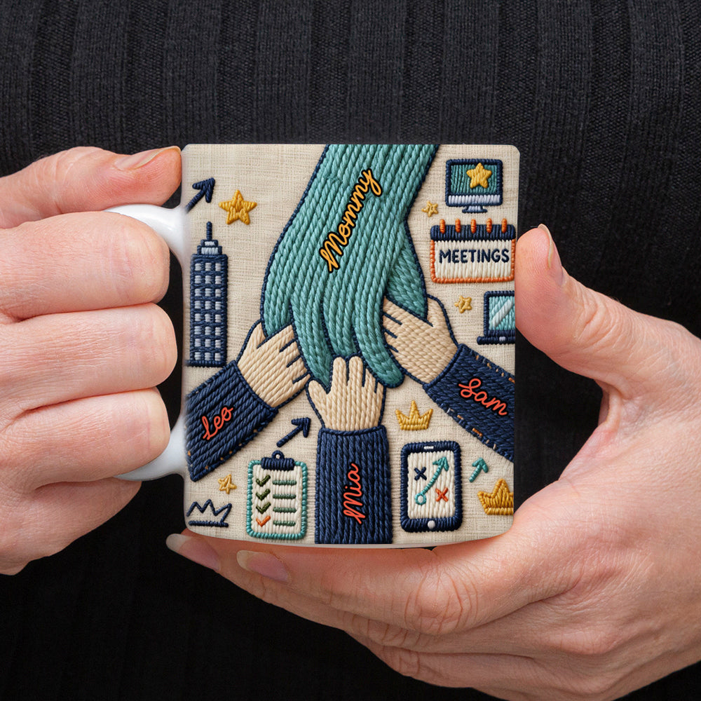 Happy Mother's Day Hand Hold 3d Yarn Mug - Personalized Custom Coffee Mug - 3D Effect