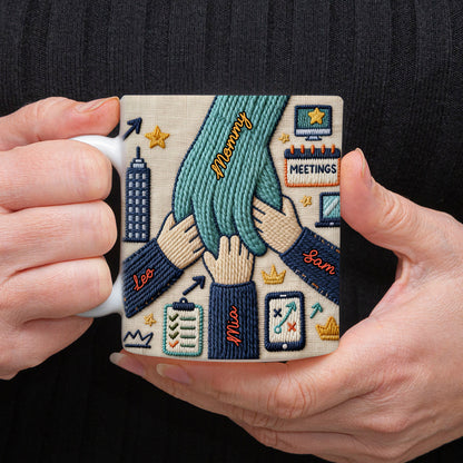 Happy Mother's Day Hand Hold 3d Yarn Mug - Personalized Custom Coffee Mug - 3D Effect