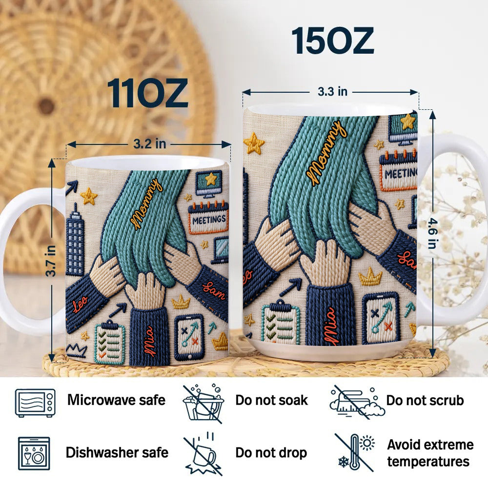 Happy Mother's Day Hand Hold 3d Yarn Mug - Personalized Custom Coffee Mug - 3D Effect