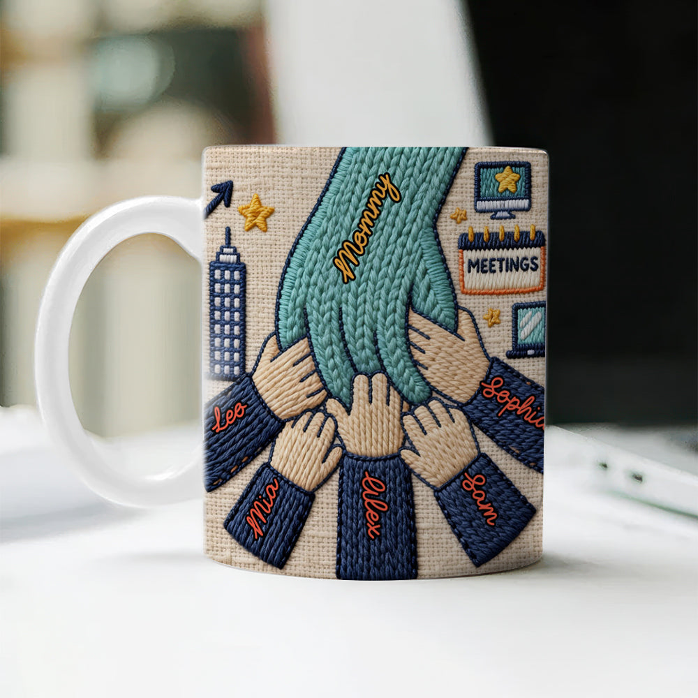 Happy Mother's Day Hand Hold 3d Yarn Mug - Personalized Custom Coffee Mug - 3D Effect