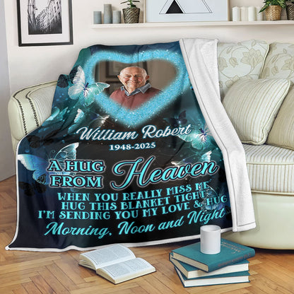 Heart A Hug From Heaven Memorial Blanket - Personalized sympathy gift to remember loved ones.