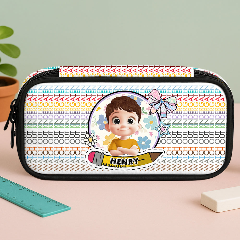 Personalized Pencil Case - Hidden Message "2025", custom name gift for students.