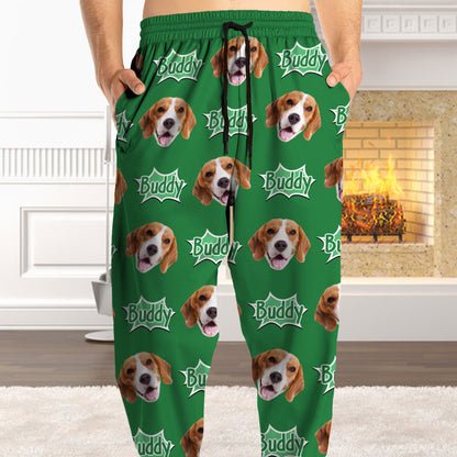 Ho Ho Ho personalized pajama pants with custom face photo - a fun Christmas gift idea.
