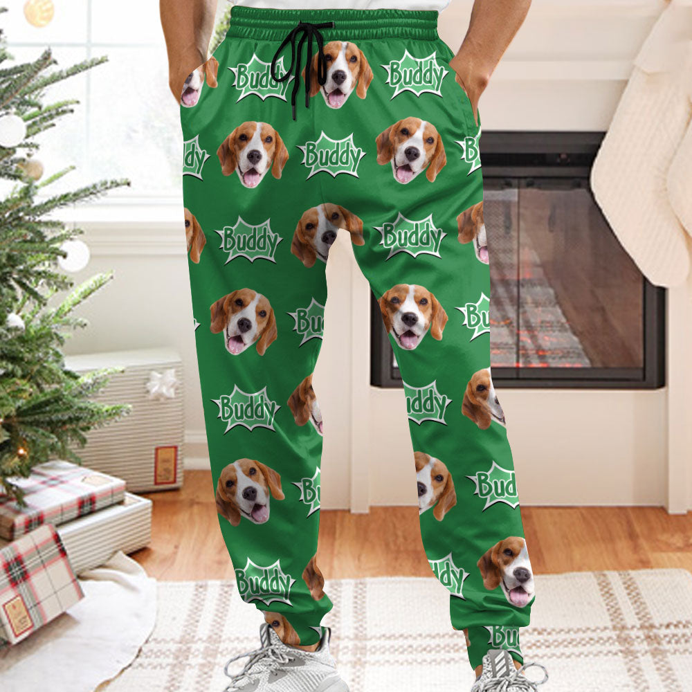 Ho Ho Ho personalized pajama pants with custom face photo - a fun Christmas gift idea.