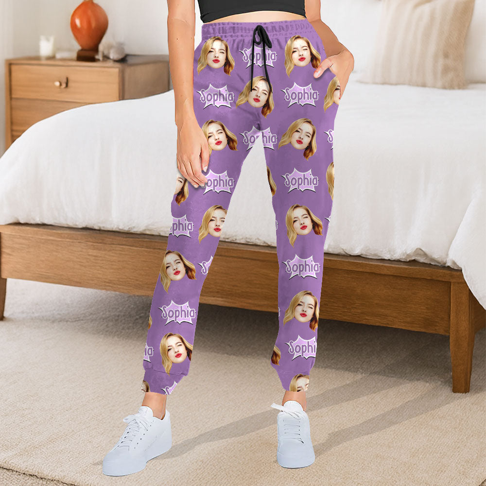 Ho Ho Ho personalized pajama pants with custom face photo - a fun Christmas gift idea.