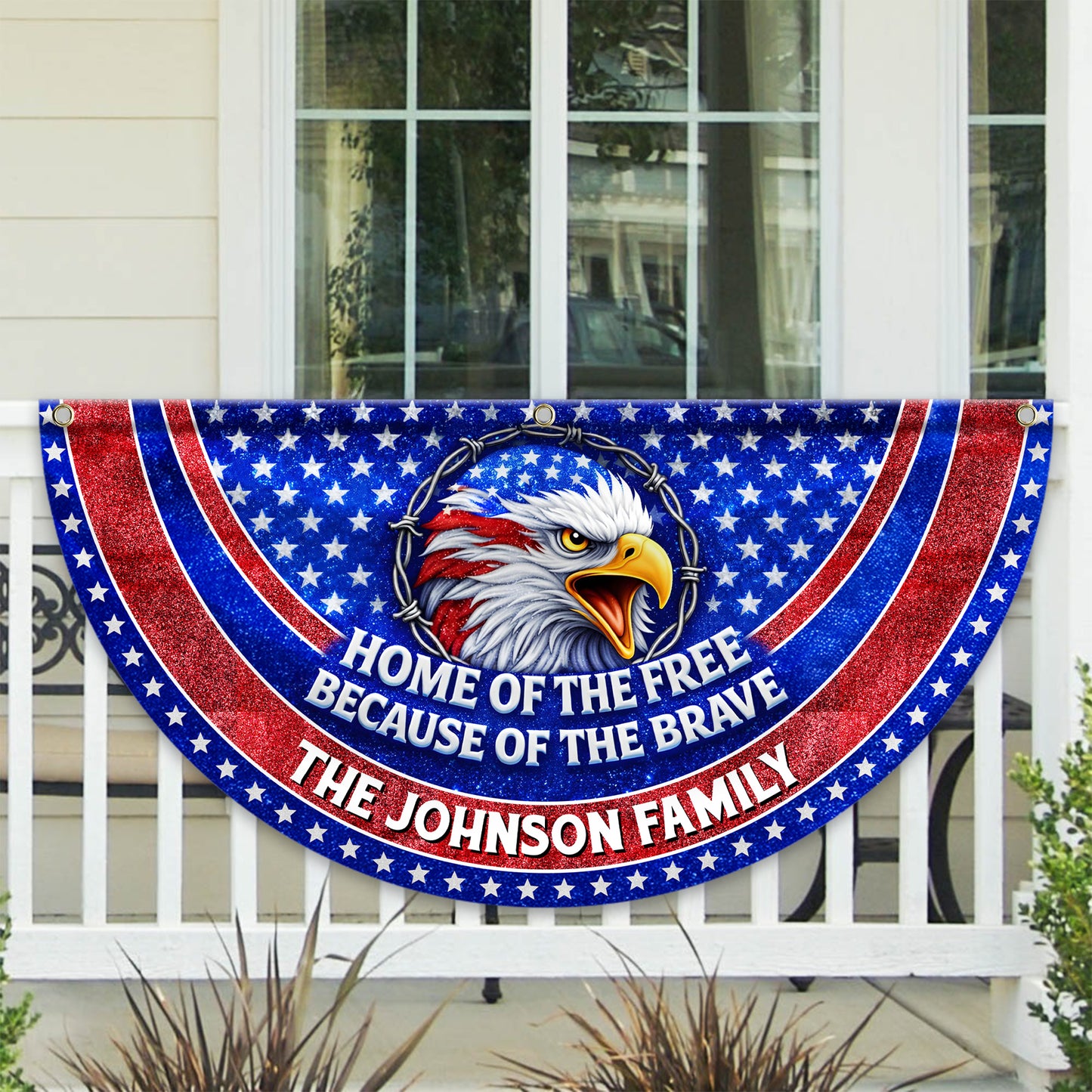 Home Of The Free Family 250 Years Of Freedom Glitter Fan Flag - Custom Family Name Non-Pleated Fan Flag