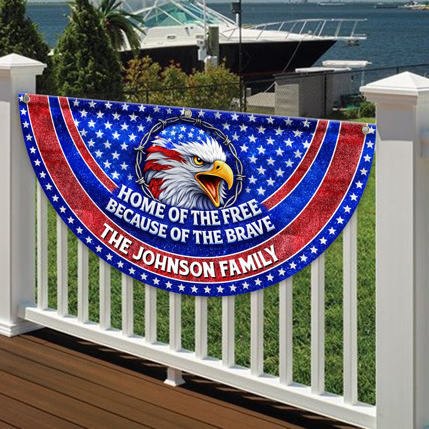 Home Of The Free Family 250 Years Of Freedom Glitter Fan Flag - Custom Family Name Non-Pleated Fan Flag