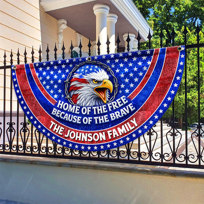 Home Of The Free Family 250 Years Of Freedom Glitter Fan Flag - Custom Family Name Non-Pleated Fan Flag