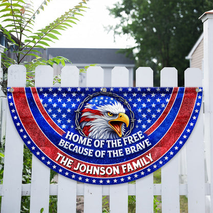 Home Of The Free Family 250 Years Of Freedom Glitter Fan Flag - Custom Family Name Non-Pleated Fan Flag