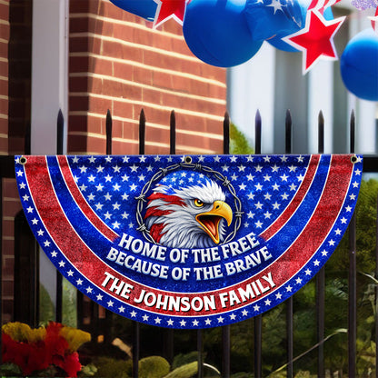 Home Of The Free Family 250 Years Of Freedom Glitter Fan Flag - Custom Family Name Non-Pleated Fan Flag