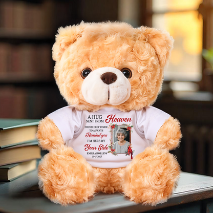 Hug From Heaven Cardinal Memorial Teddy Bear - Personalized plush sympathy gift.