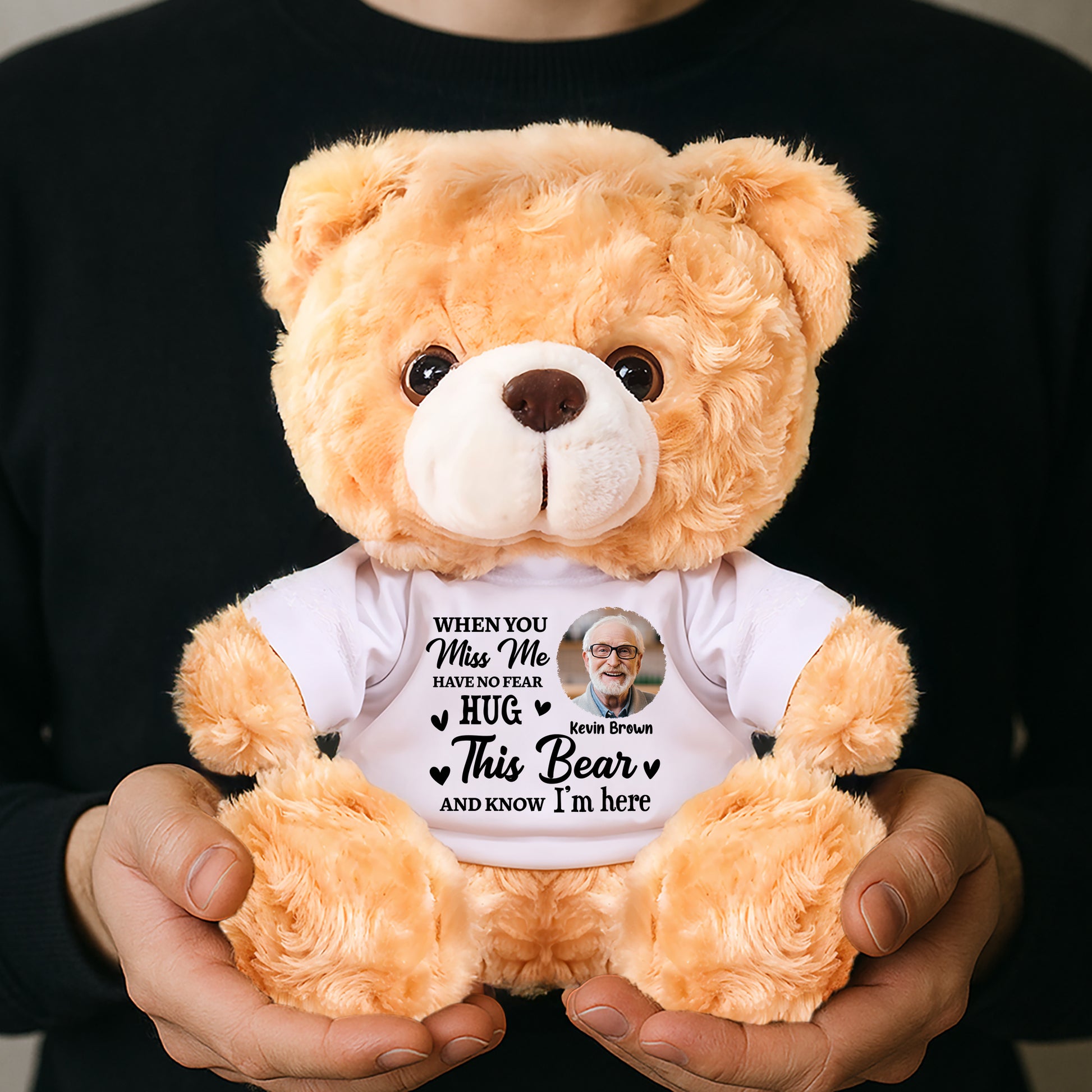 Personalized "Hug From Heaven" memorial teddy bear. A thoughtful sympathy gift for grieving family members.