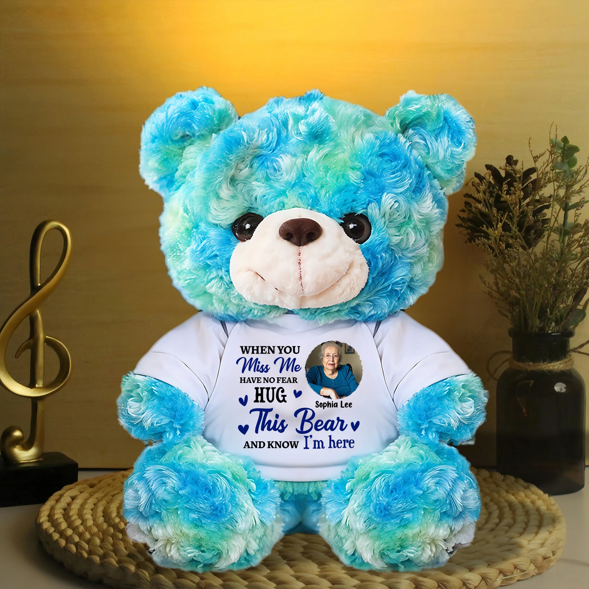 Personalized "Hug From Heaven" memorial teddy bear. A thoughtful sympathy gift for grieving family members.