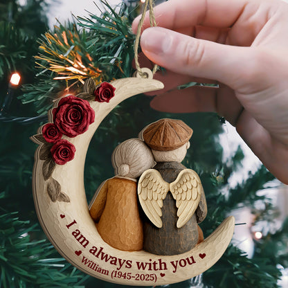 Personalized "I Am Always With You" Christmas ornament made of clear acrylic.