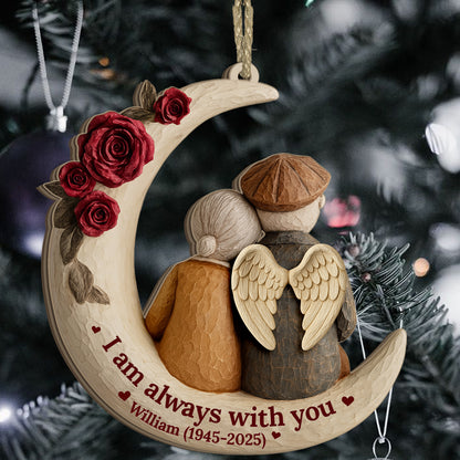 Personalized "I Am Always With You" Christmas ornament made of clear acrylic.