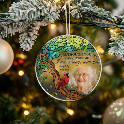 Custom Shape Hologram Ornament: A personalized memorial ornament that reads "I am always with you."