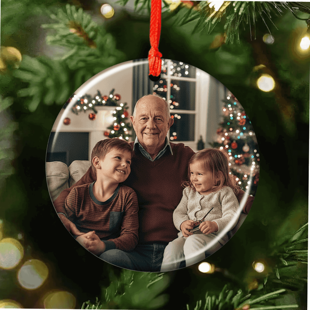 Personalized memorial ornament with custom photo, "I Am Always With You" lenticular design.